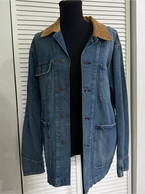 Ralph Lauren Blue Denim Field Jacket with Tan Corduroy Collar